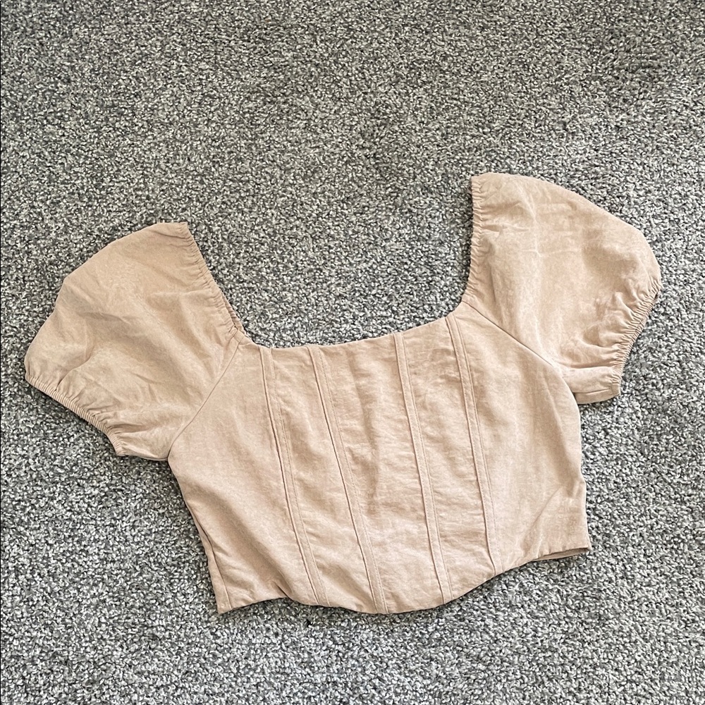 Elegant Tan Puff Sleeve Blouse